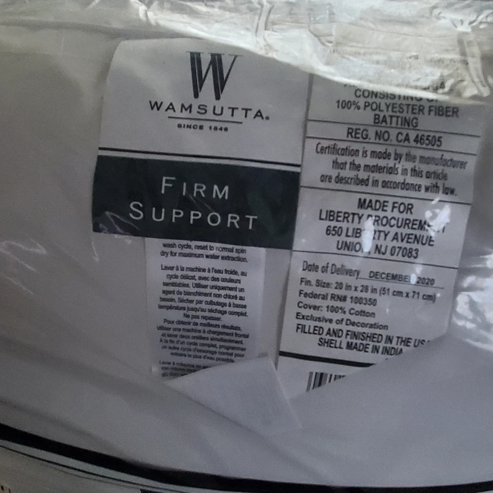 New Authentic Wamsutta Firm Support Pillow - Classic White. King Size.